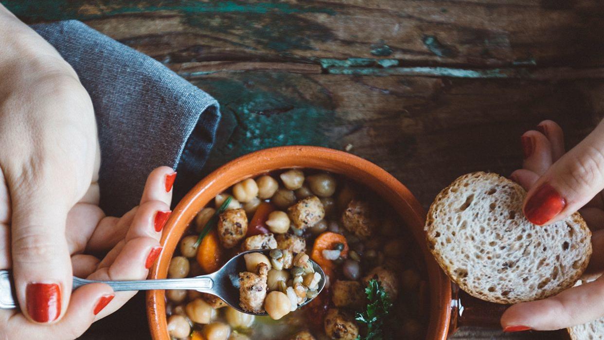 Bowl of soup with beans