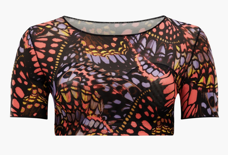 cropped butterfly pattern top