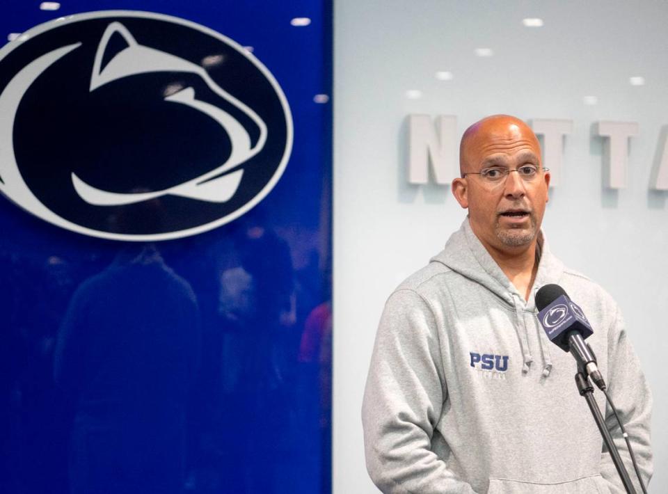 Penn State football coach James Franklin talks to the media on Thursday, June 8, 2023 in the Lasch Building.