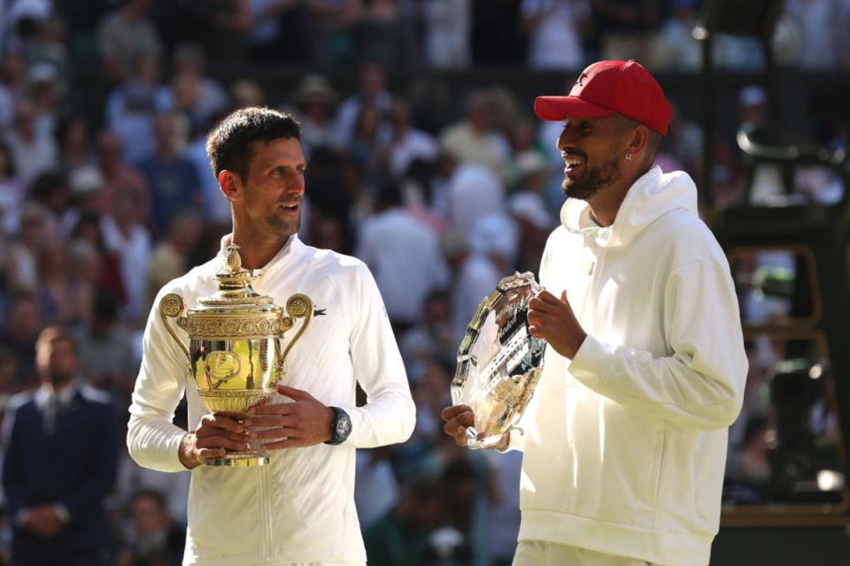 Kyrgios forced a fourth-set tiebreak but Djokovic produced a faultless decider (Getty Images)