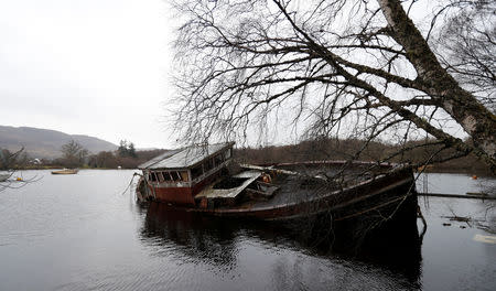 An old boat sits in Loch Ness, Scotland, Britain March 8, 2019. REUTERS/Russell Cheyne