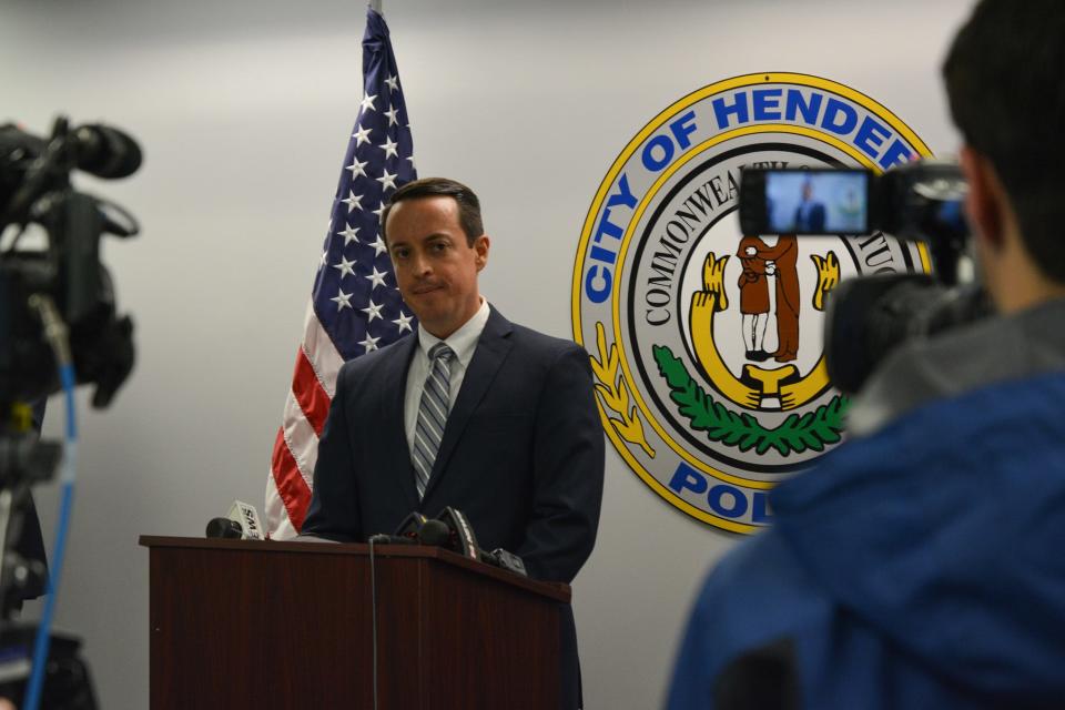 Kentucky Commonwealth Attorney Herbert L. Mckee, Jr. discussed the role of prosecutors in combatting a deadly uptick in fentanyl overdoses Friday, Jan. 13, 2022, at a news conference at Henderson Police Department headquarters.