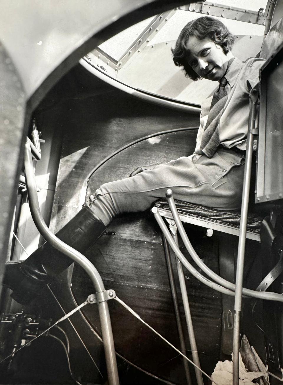 Vera Dawn Walker in the cockpit of an aircraft in an undated photo circa 1930.