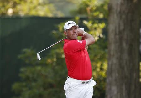 Jul 29, 2016; Springfield, NJ, USA; PGA golfer Lee Westwood tees off on the 16th hole during the second round of the 2016 PGA Championship golf tournament at Baltusrol GC - Lower Course. Mandatory Credit: Brian Spurlock-USA TODAY Sports/Files