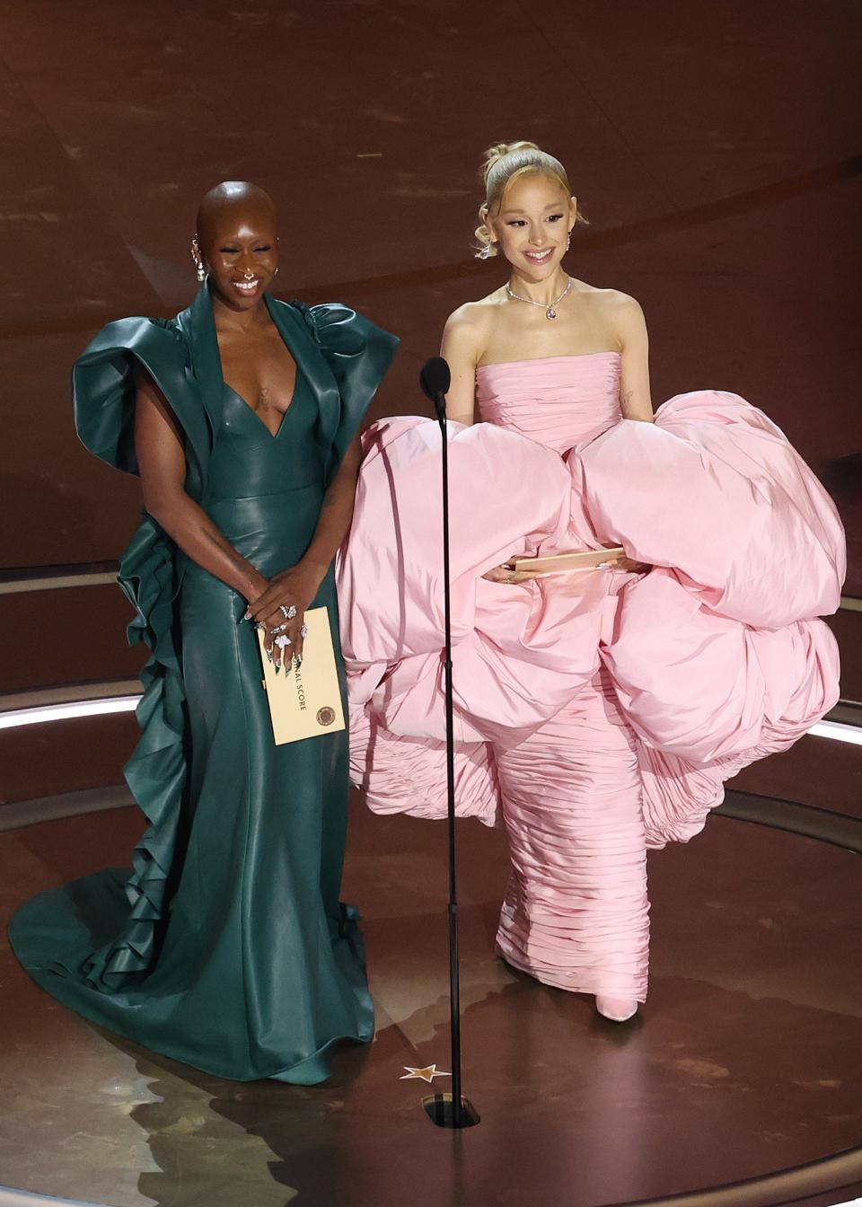 Even though their film Wicked won't hit theaters until November, Cynthia Erivo and Ariana Grande wore thematic green and pink gowns to the Oscars in March.