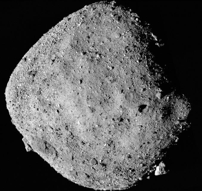 Asteroid Bennu, discovered in 1999, has a diameter of about 1,614 feet and an estimated mass of about 85.5 million tons. It rotates once every 4.3 hours and takes 1.2 years to complete one trip around the sun at distances ranging from 126 million miles to 83 million miles. / Credit: NASA
