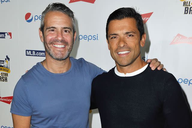 <p>Jerod Harris/Getty </p> Andy Cohen and Mark Consuelos