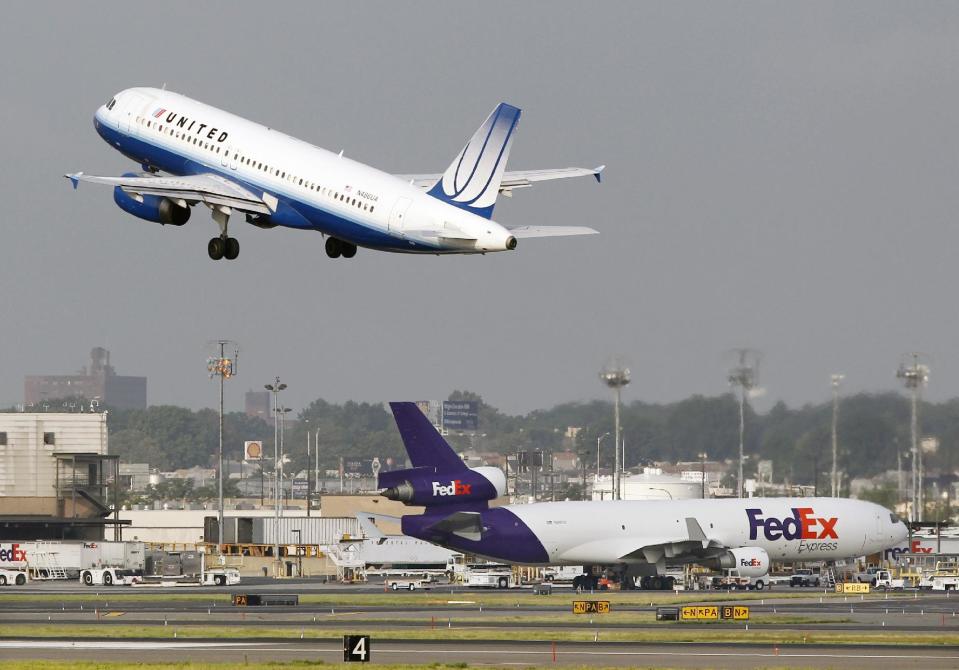 A United Airbus A320 passenger plane takes off at Newark Liberty International airport Saturday, Aug. 11, 2012, in Newark, N.J. Airline pilots who fly certain Airbus jets that first came into service more than two decades ago have reported over 50 episodes of multiple electrical failures in the cockpit. (AP Photo/Mel Evans)