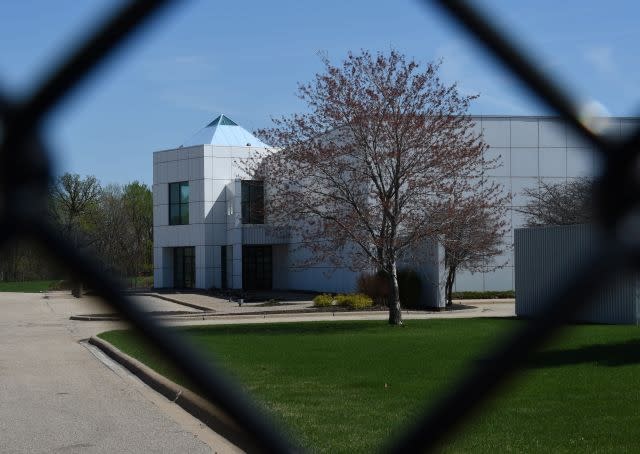 The entrance of the Paisley Park compound of music legend Prince is seen through a fence in Minneapolis, Minnesota