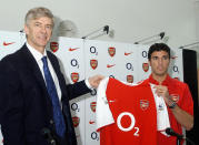 Reyes signed for Arsenal on January 30, 2004 in London. (Photo by John Stillwell-Pool/Getty Images)