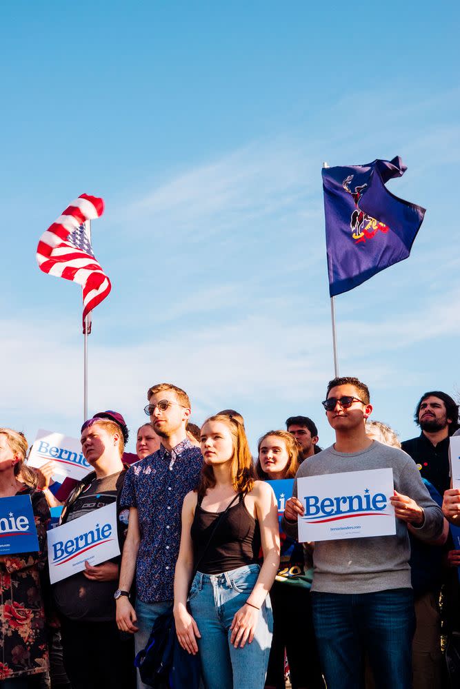A Sanders rally in Pittsburgh; as in 2016, his following skews young | Devin Yalkin for TIME