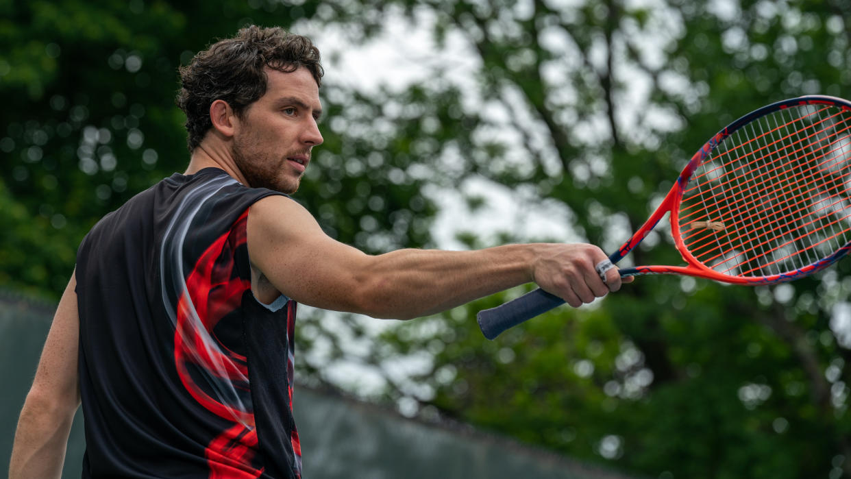 Josh O'Connor takes to the tennis court in Challengers. (Warner Bros)