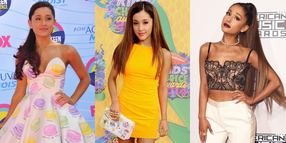 Ariana Grande glows in a cut out Versace dress as she attends her first  live The Voice show