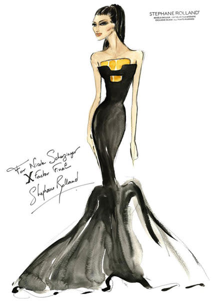 <b>Nicole Scherzinger, The X Factor Final, Sun 9th Dec</b><br><br>The design of Nicole's final X Factor 2012 dress.<br><br>© Stéphane Rolland Haute Couture / Facebook