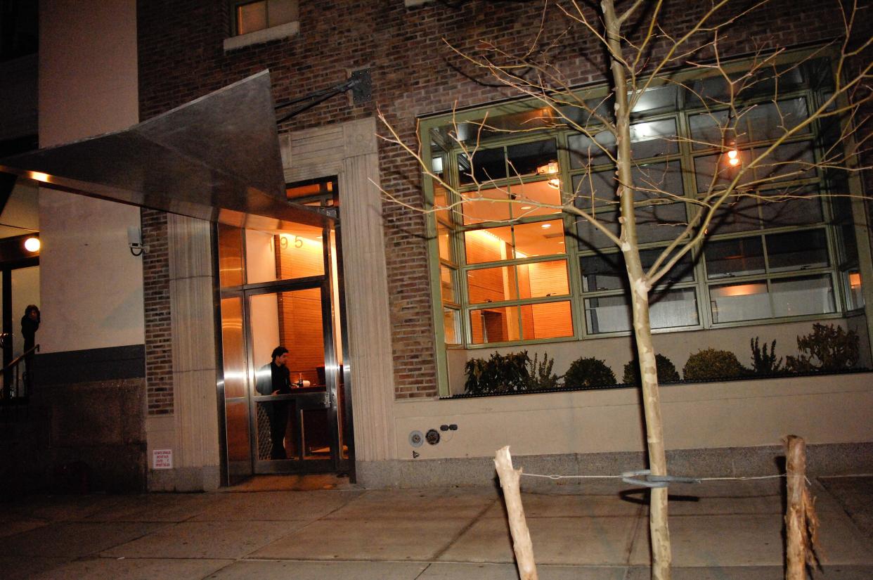 The exterior door to the building where Shawn "Jay-Z" Carter's Tribeca apartment is located is illuminated April 4, 2008 in New York City.