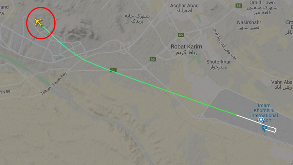 Flightpath of crashed Ukraine International Airlines flight 