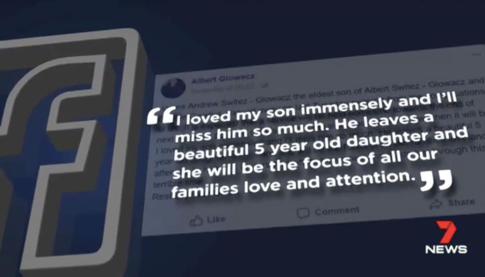 James's father posted a heartbreaking message on Facebook. Source: 7 News