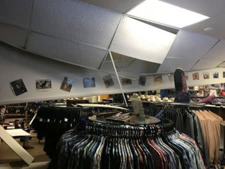 Earthquake damage is seen inside the Silva Saddle Western Wear store in Anchorage, Alaska, U.S. November 30, 2018 in this image obtained from social media. Don Causey/via REUTERS