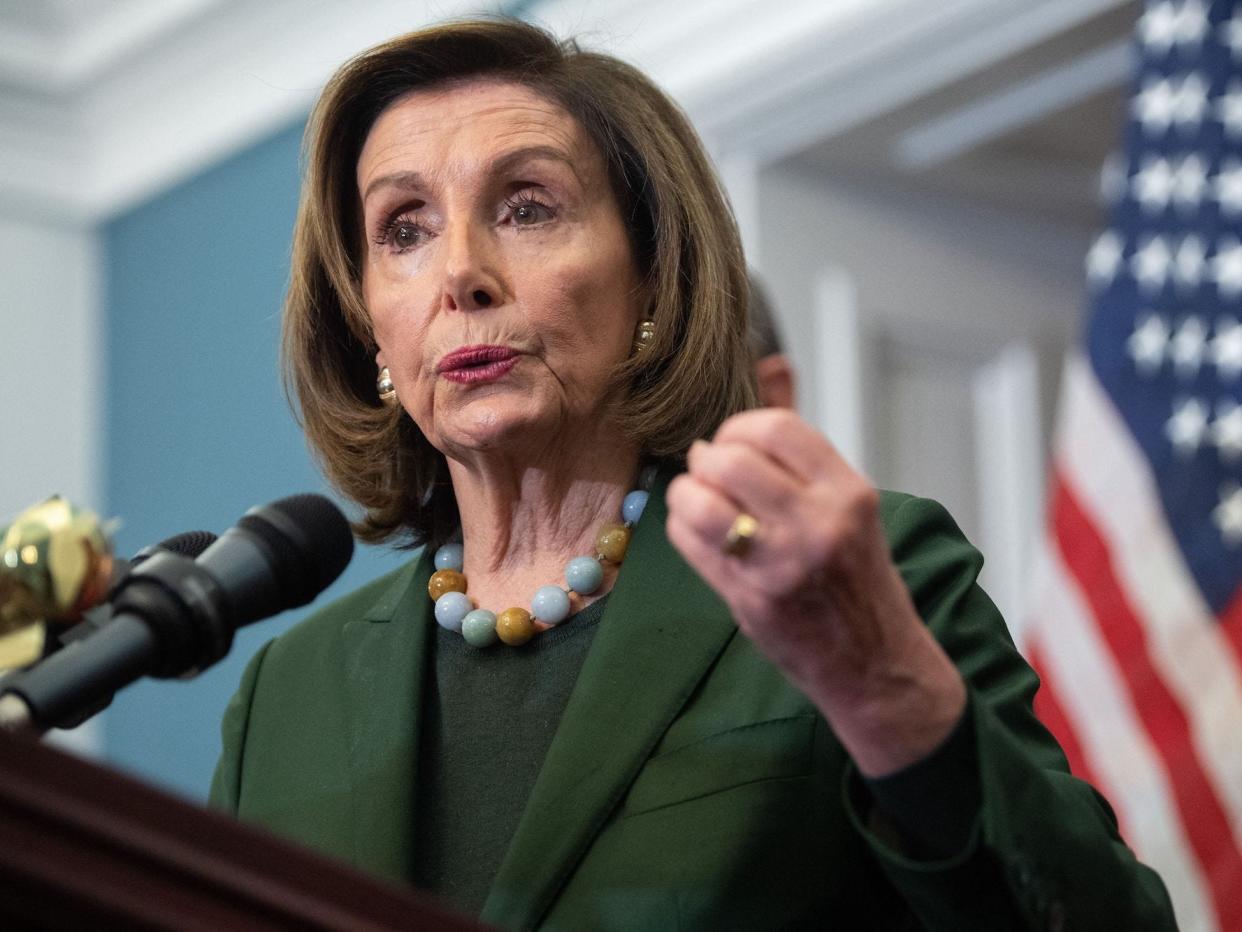 House Speaker Nancy Pelosi at a press conference on Capitol Hill on February 23, 2022.