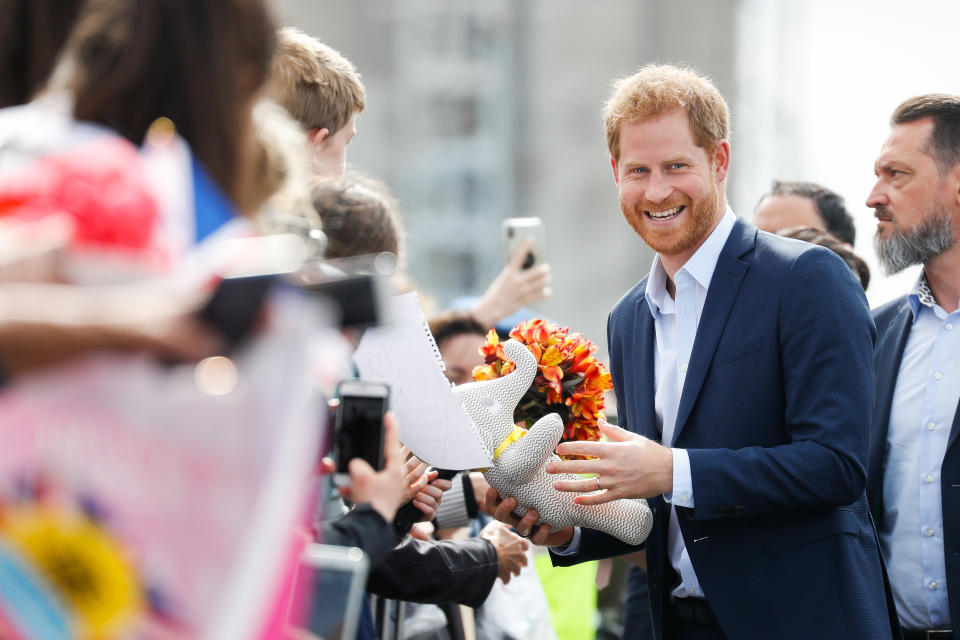 Harry during the walkabout in Auckland (Getty)