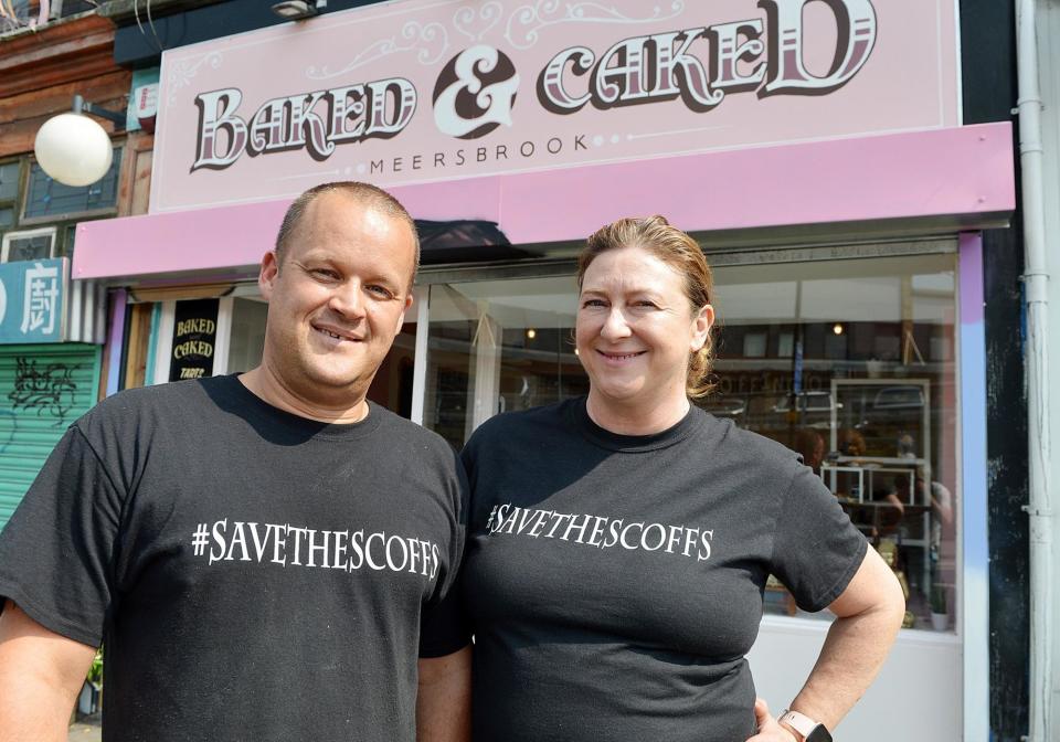 Andy and Wendy Dillon ran their cake shop Baked & Caked on Chesterfield Road, Meersbrook. Their signature product was the Scoffington – a cube of vegan sponge cake dipped in ganache, coated in biscuit crumb and finished off with frostings and toppings. (Photo: Brian Eyre)