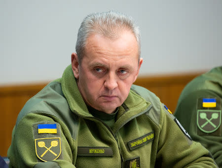 Chief of the General Staff of Ukraine's armed forces, Viktor Muzhenko attends a meeting with President Petro Poroshenko on national defence and security in Kiev, Ukraine November 30, 2018. Mykhailo Markiv/Ukrainian Presidential Press Service/Handout via REUTERS