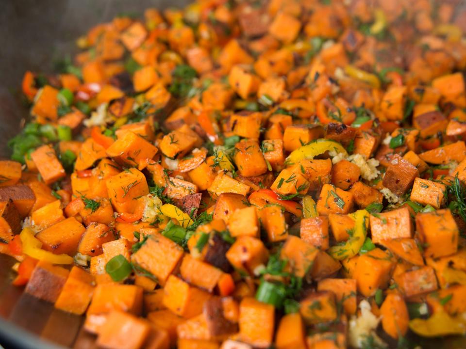 Sweet potato and sausage hash