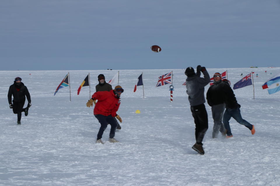 Football finds its way to the South Pole. (Photo courtesy of Bill Coughran) 