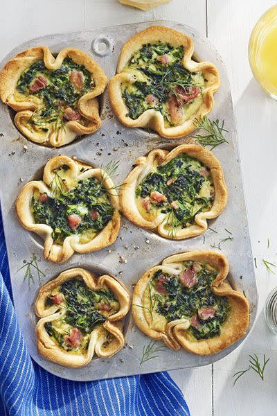 <p>Pack these mini spinach and smoked ham egg bites for a deliciously filling breakfast on the go.</p><p><em>Get the recipe at <a href="https://www.countryliving.com/food-drinks/recipes/a41655/spinach-ham-egg-bakes-recipe/" rel="nofollow noopener" target="_blank" data-ylk="slk:Country Living;elm:context_link;itc:0;sec:content-canvas" class="link ">Country Living</a>.</em> </p>