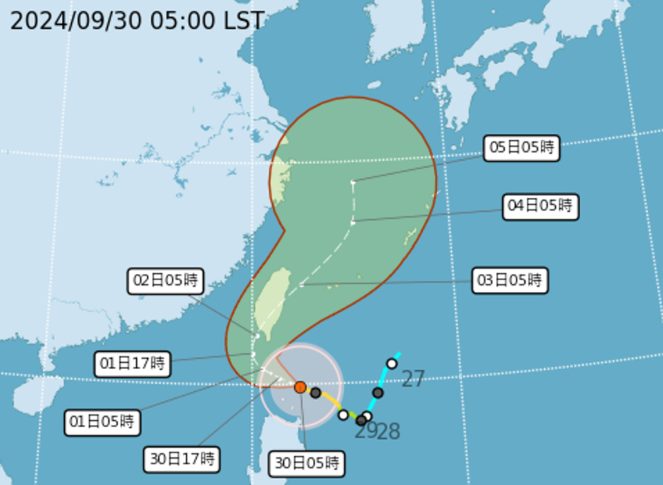 中央氣象署說明山陀兒預測路徑。（翻攝自中央氣象署官網）