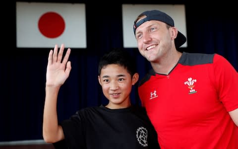Hadleigh Parkes visits a local high scool earlier in the week  - Credit: Getty Images