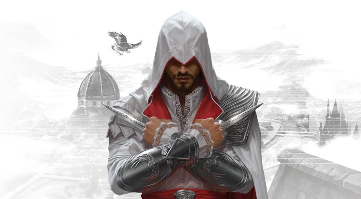  An assassin in a white hood. 