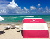 <p>Miami Swim Week's home base is the <a rel="nofollow noopener" href="http://www.wsouthbeach.com" target="_blank" data-ylk="slk:W Hotel;elm:context_link;itc:0;sec:content-canvas" class="link ">W Hotel</a> at South Beach. It couldn't be more perfect... especially when you get to walk by this view everyday!</p>