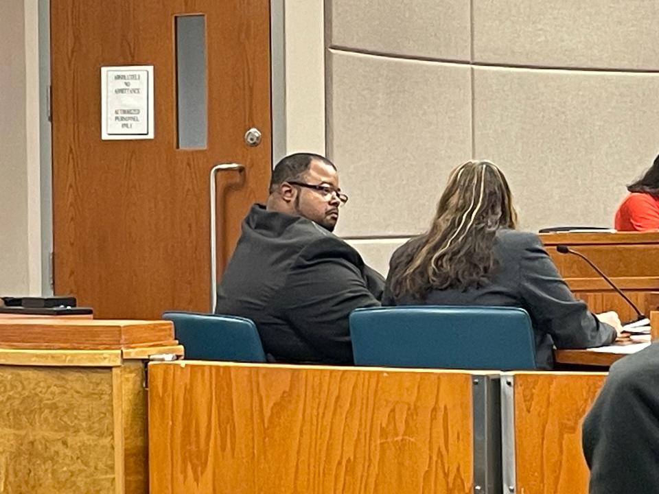 Frederick Lamar Hamilton and his lawyer, Melanie Kohler of Ocala, together at the defense table during his two-day trial. Hamilton was found guilty of unlawful sexual activity with a minor.