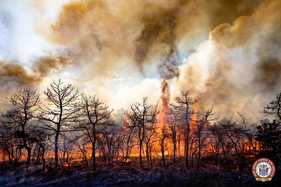 A 1,607-acre wildfire in Little Egg Harbor Township on April 15, 2023.