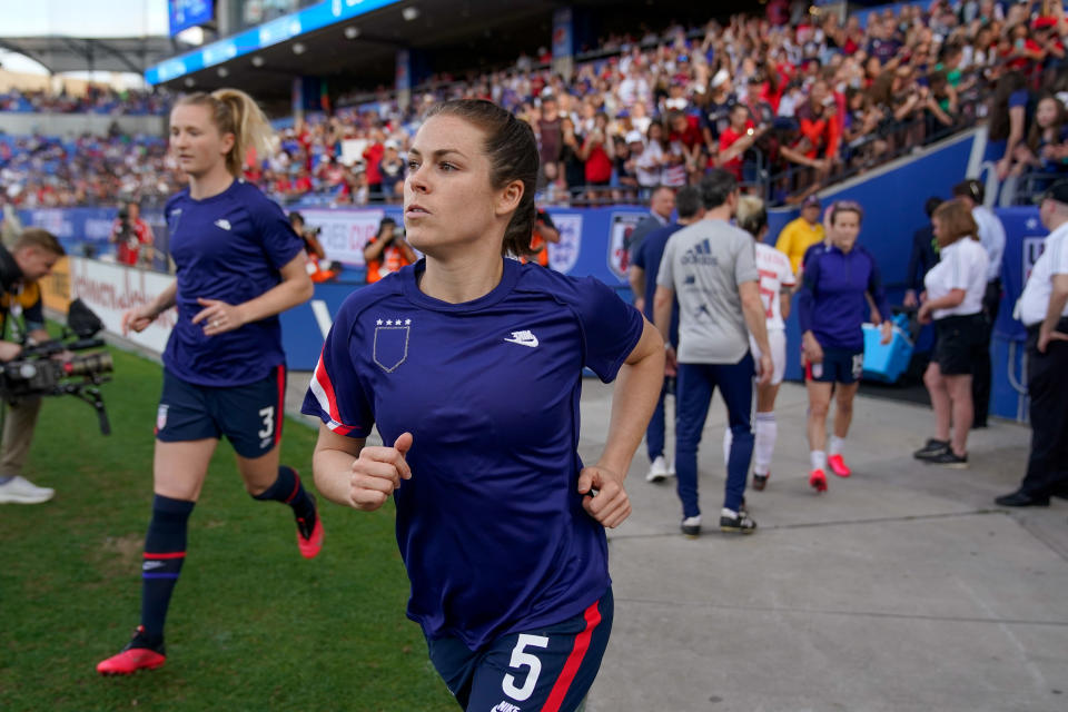 Kelley O'Hara is staying positive as she and her USWNT teammates deal with Olympic postponement. (Photo by Brad Smith/ISI Photos/Getty Images)