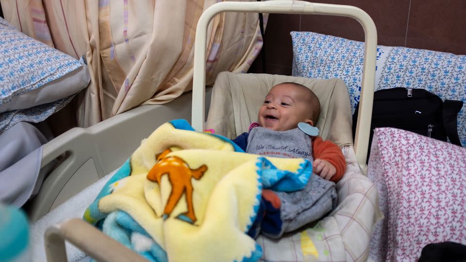 Oday, a baby born at Makassed Hospital who will soon be sent back to Gaza along with his mother and twin brother. - Mick Krever/CNN