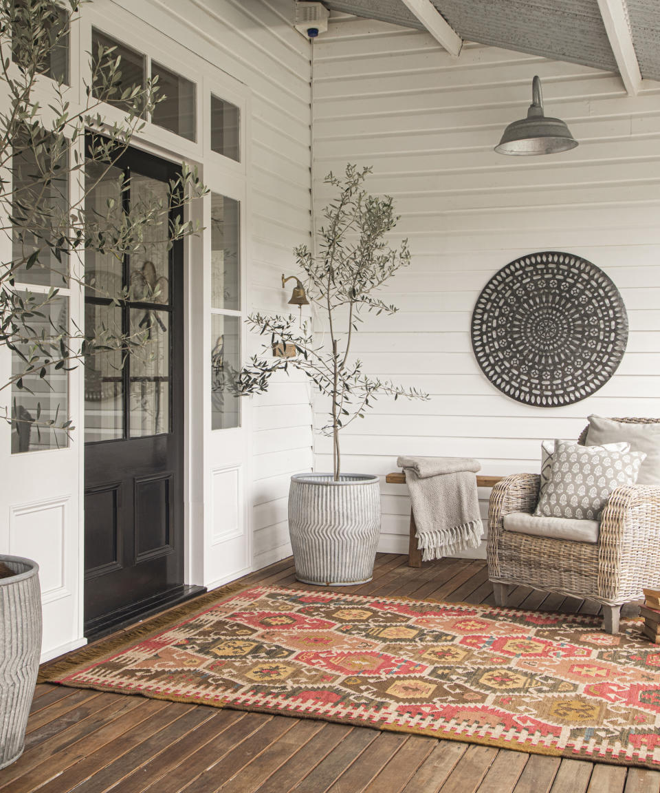 Fall outdoor decor on a porch