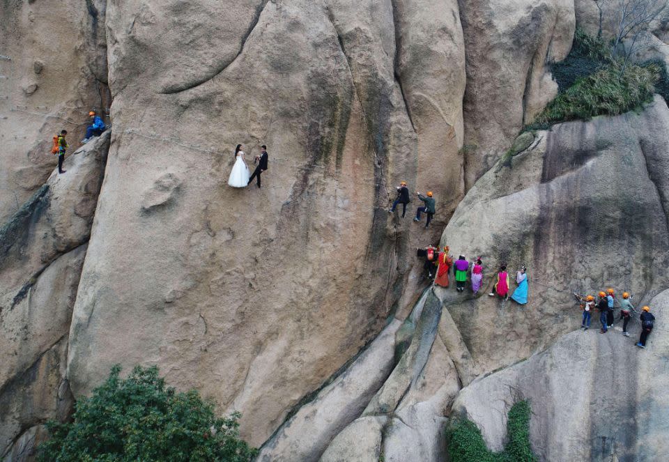 They were hundreds of feet off the ground for the shoot. Photo: Australscope