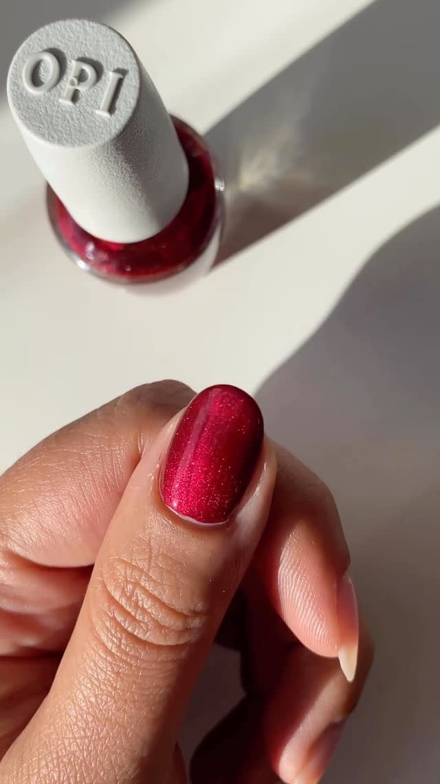 <p>This OPI Nature Strong polish in shade Raisin Your Voice is an elevated take on a red glitter, opting for a deeper cool toned red and a fine milled shimmer over a classic glitter.</p><p><a class="link " href="https://www.nailpolishdirect.co.uk/nature-strong-nail-polish-raisin-your-voice-15ml-nat013-p36180/s45432" rel="nofollow noopener" target="_blank" data-ylk="slk:BUY NOW;elm:context_link;itc:0;sec:content-canvas">BUY NOW</a></p><p><a href="https://www.instagram.com/p/ClHBR_LDAiw/" rel="nofollow noopener" target="_blank" data-ylk="slk:See the original post on Instagram;elm:context_link;itc:0;sec:content-canvas" class="link ">See the original post on Instagram</a></p>