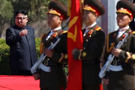 North Korean leader Kim Jong Un attends an opening ceremony of a newly constructed residential complex in Ryomyong street in Pyongyang, North Korea April 13, 2017. REUTERS/Damir Sagolj