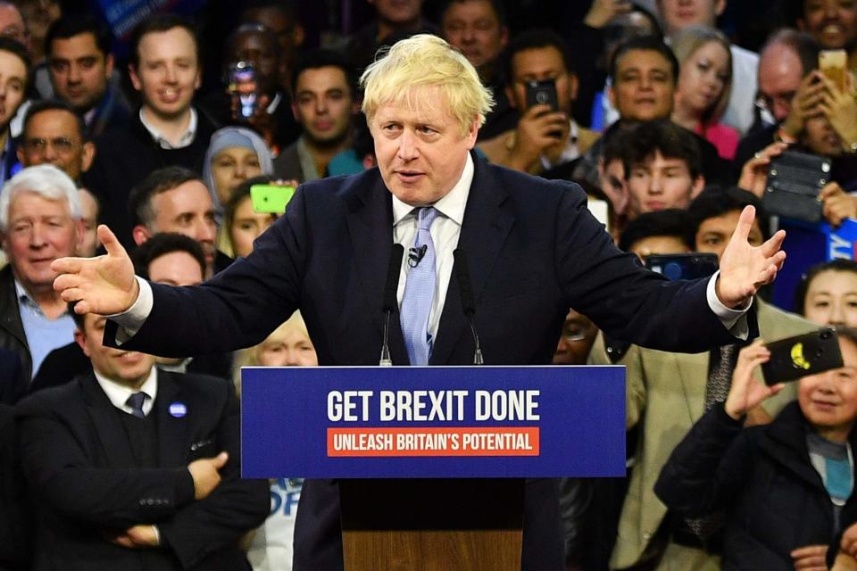 Prime Minister Boris Johnson speaks at the Copper Box Arena on the final day of the general election campaign (Getty Images)