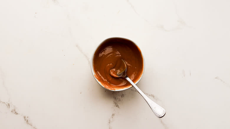 Peanut butter drizzle in bowl