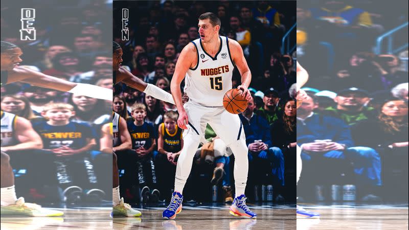 約基奇（Nikola Jokic）生涯累積第90次大三元，還成為金塊隊史助攻王。（圖／翻攝自金塊推特）