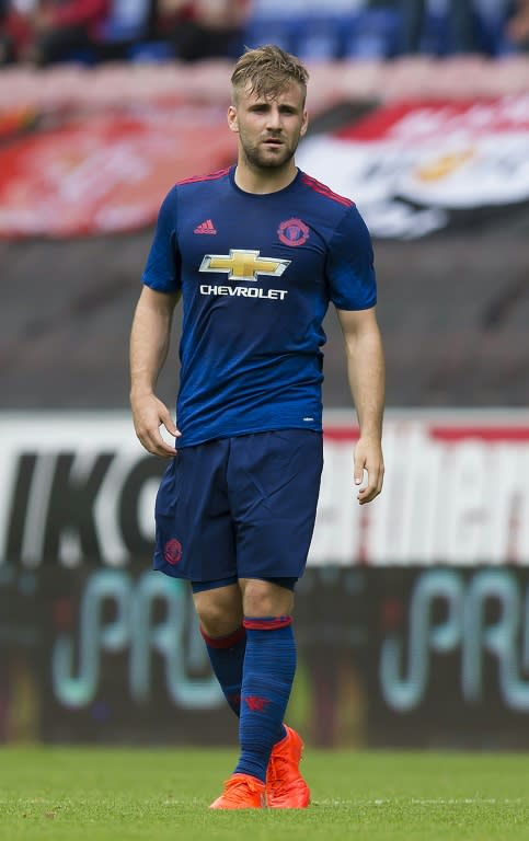 Manchester United defender Luke Shaw returns to the pitch for a pre-season friendly against Wigan Athletic in Wigan on July 16, 2016