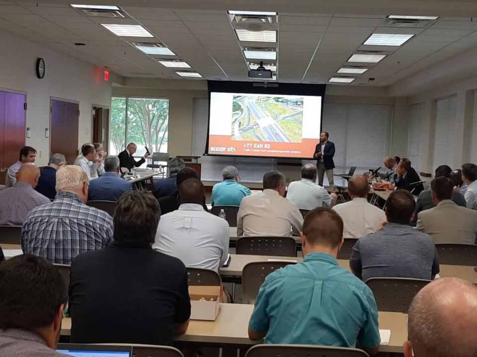 Berry Mattox with the South Carolina Department of Transportation updates transportation officials Friday afternoon on options for Exit 82 in Rock Hill.