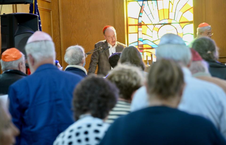 Rabbi Mark Perman addresses Congregation B'nai Abraham on Sunday, Oct. 15, 2023, during a special program at the Hagerstown synagogue.