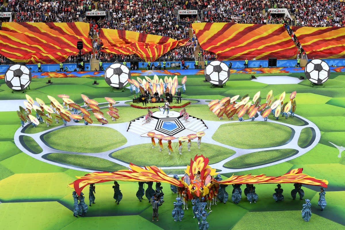 The opening ceremony in Russia four years ago preceded the hosts’ game against Saudi Arabia  (Getty Images)