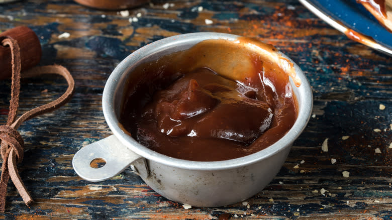 barbecue sauce in a ramekin