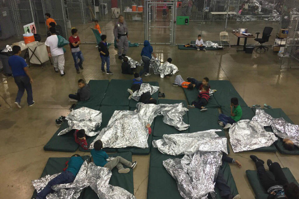 Children taken into custody in cases related illegal entry into the U.S. rest at a facility in McAllen, Texas, on Sunday. (Photo: U.S. Customs and Border Protection’s Rio Grande Valley Sector via AP)